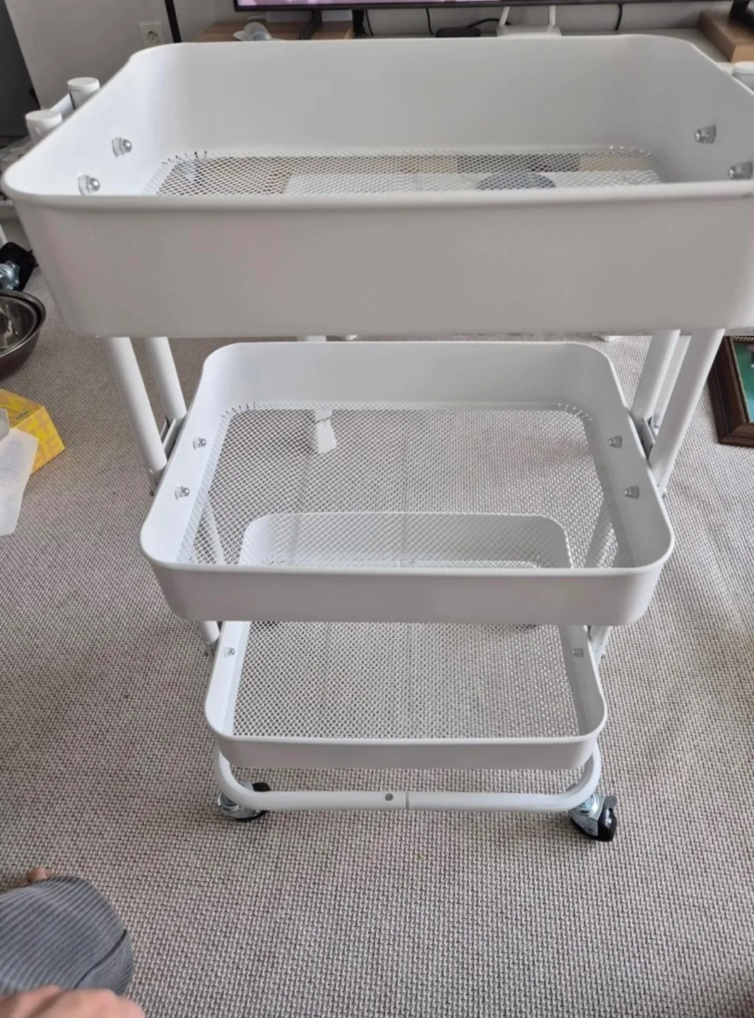 3단 선반 카트 흰색