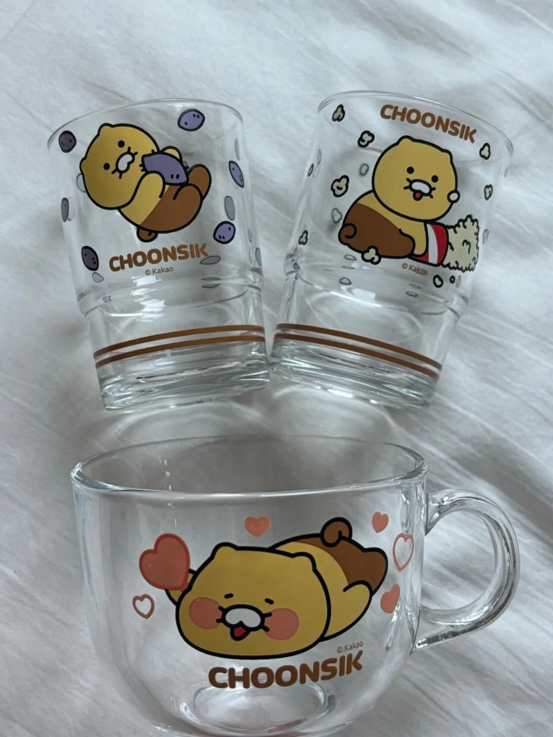 춘식이 유리컵 2개